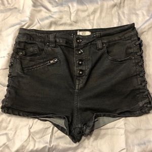 Free People wax finish lace detail shorts